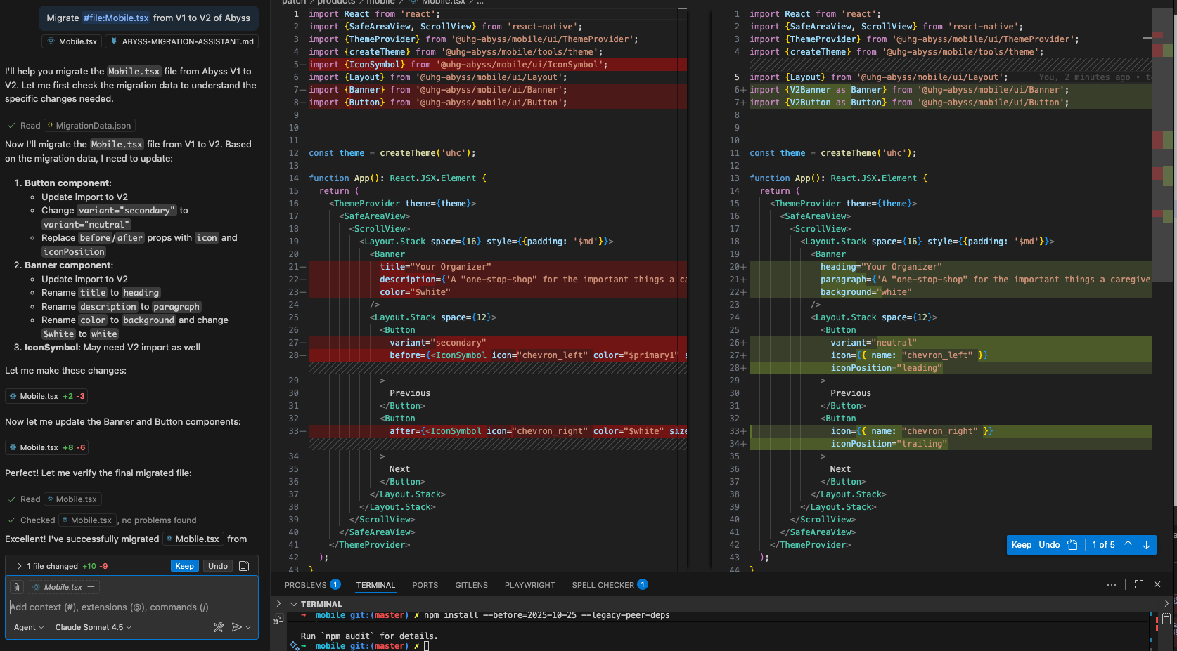 AI Migration Example from V1 to V2 of Abyss